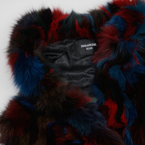 NWT Zadig&Voltaire Fete Deluxe Fur Vest Red & Brown - Picture 3 of 3